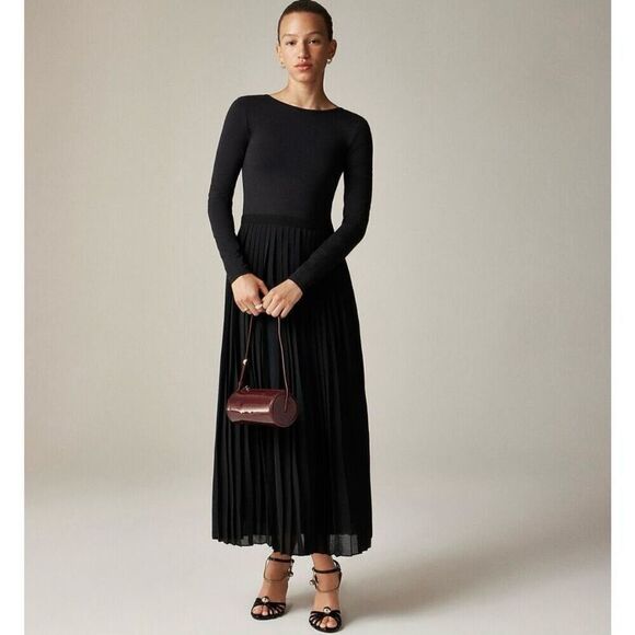 J.Crew Pleated Ballet Dress in Stretch Cotton Blend Black Size M NWT CF797 - Picture 5 of 12